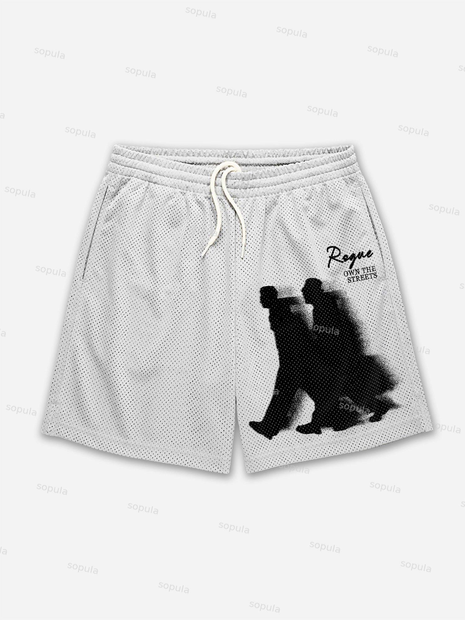 Abstract Graphic Rogue Print Mesh Shorts Product Image