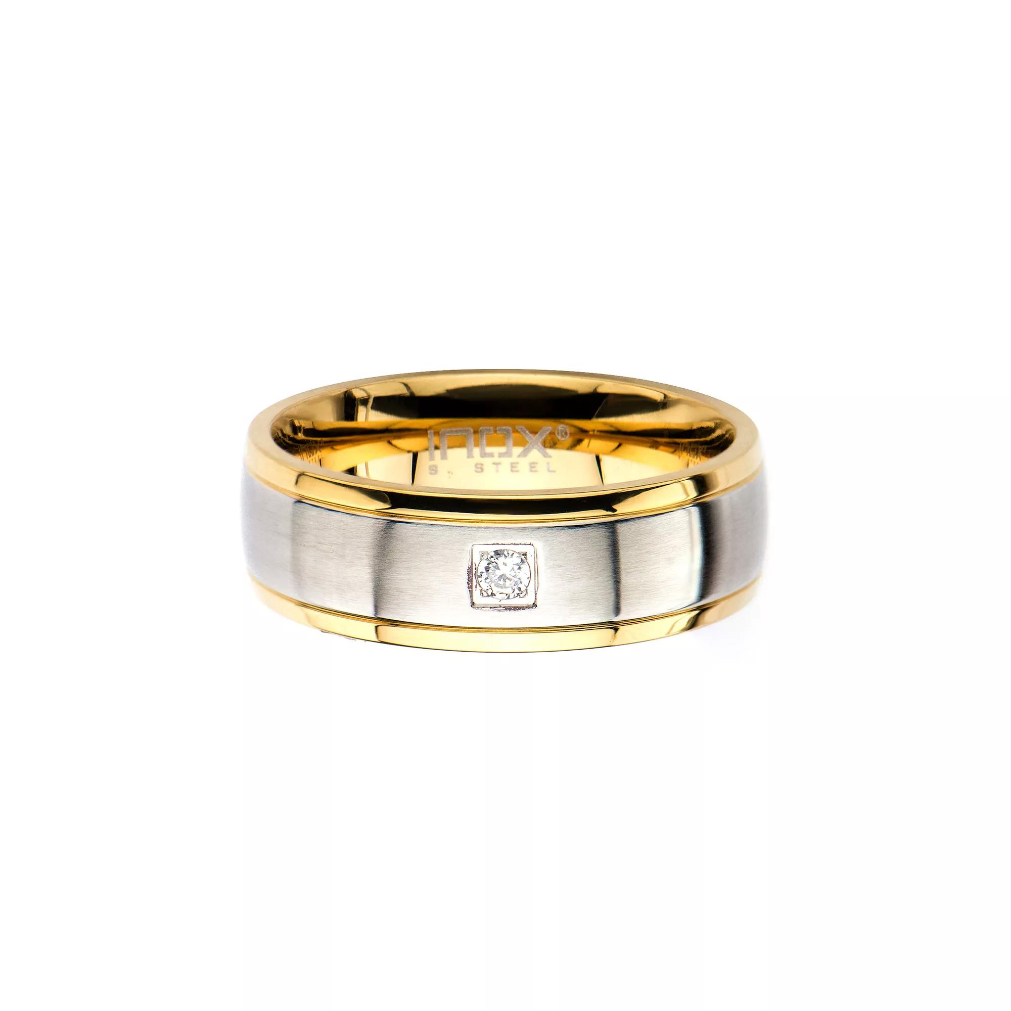 Men's Two Tone Stainless Steel Cubic Zirconia Ring, Size: 10 Product Image