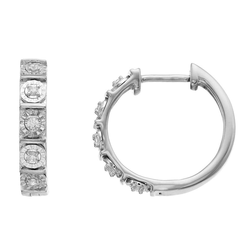 Diamond Brilliance Sterling Silver 1/10 Carat T.W. Lab-Created Diamond Hoop Earrings, Women's, Silver Tone Product Image
