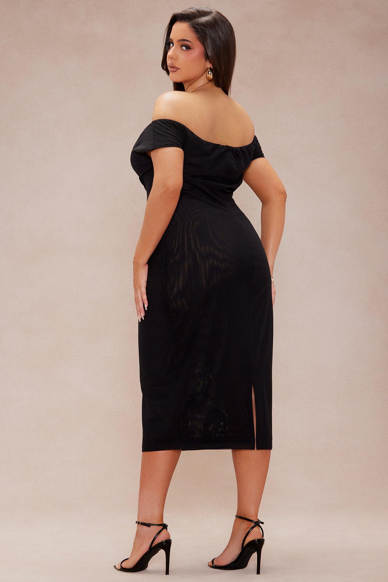 Main Event Mesh Midi Dress - Black Product Image