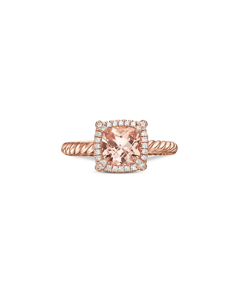 Womens Petite Chatelaine Pav Bezel Ring in 18K Rose Gold Product Image