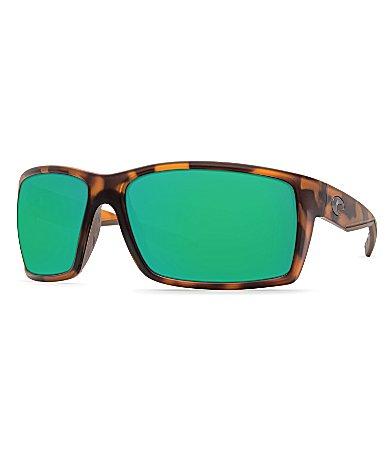 Costa Reefton Matte Retro Tortoise Mirrored Polarized Rectangle Sunglasses - Matte Retro Tortoise/Green Product Image