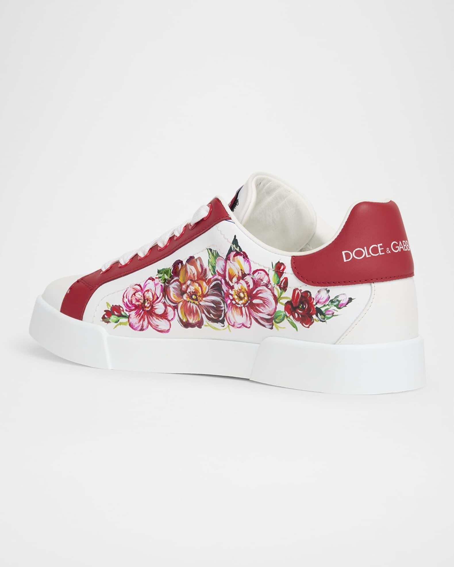 Portofino Painted Flower Leather Sneakers  Product Image