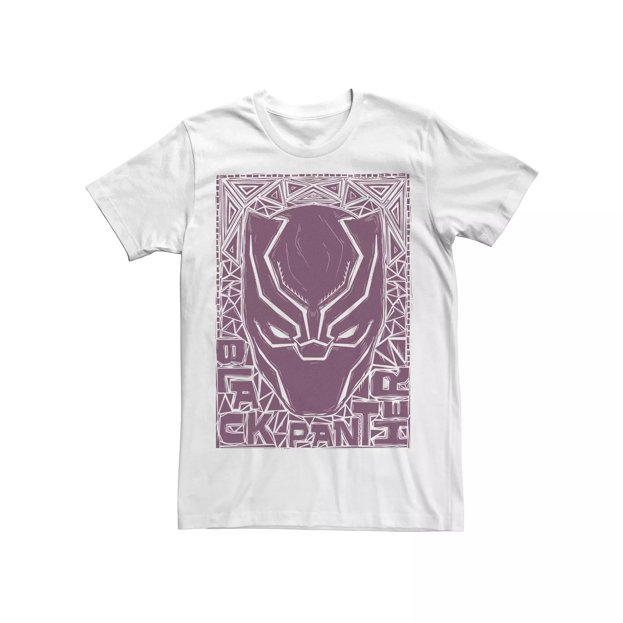 Men's Marvel Black Panther Mask Woodcut Portrait Tee,  Product Image