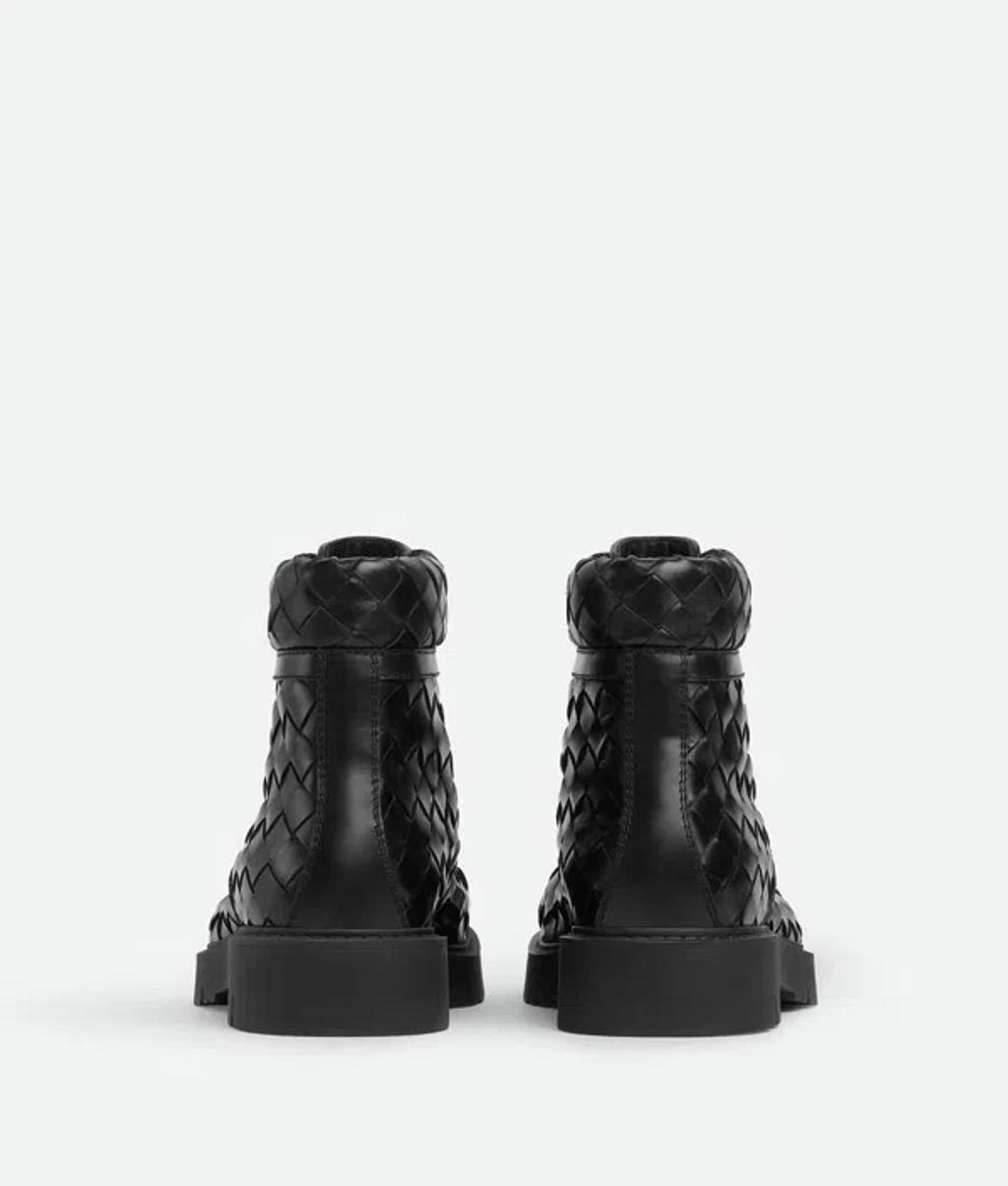 BOTTEGA VENETA Leather All-over Intrecciato Ankle Boots In Black Product Image