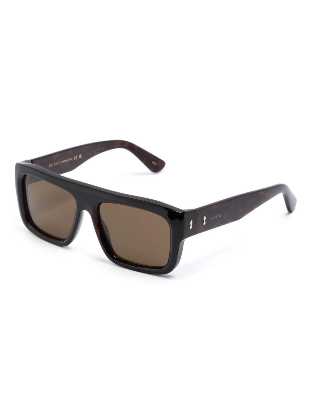 logo-engraved rectangle-frame sunglasses Product Image
