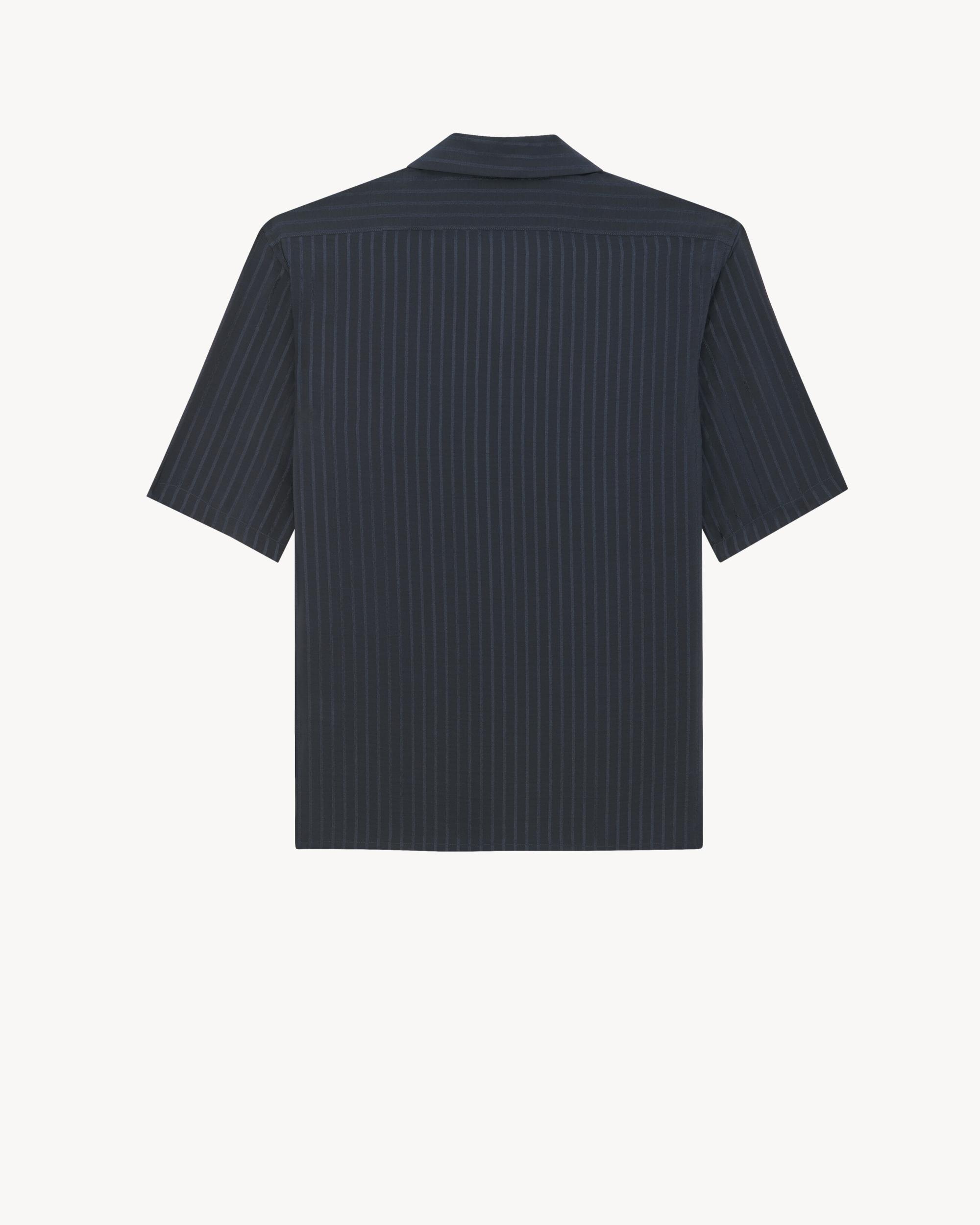 Shirt in Matte and Shiny Striped Silk Product Image