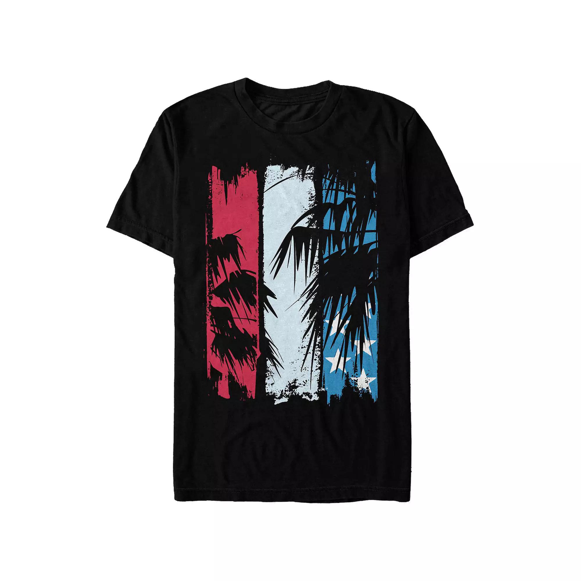 Big & Tall USA Flag Palm Trees Silhouettes Graphic Tee, Men's, Size: Medium Tall, Black Product Image