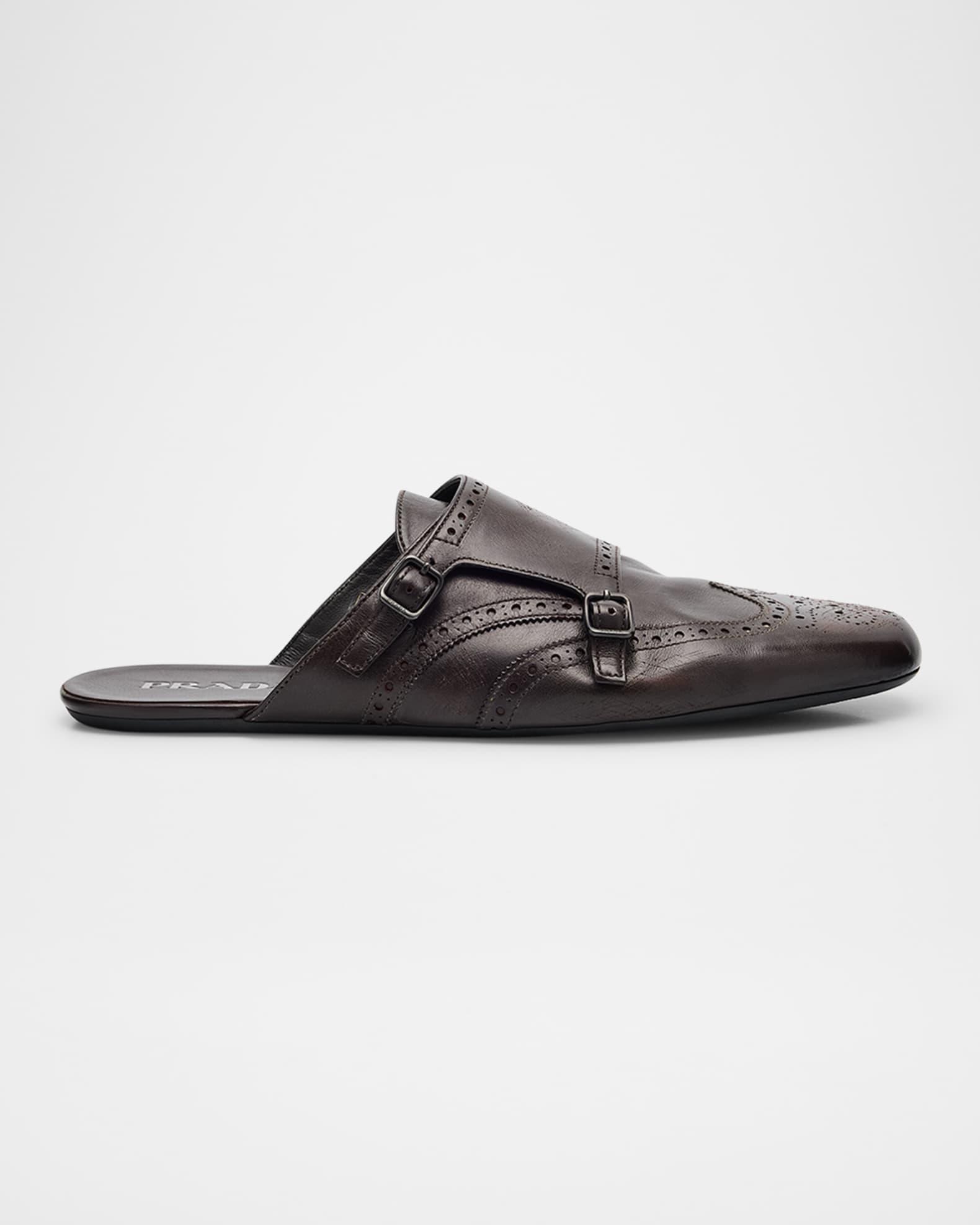 Men's Shuffle Leather Double-Monk Strap Mules Product Image
