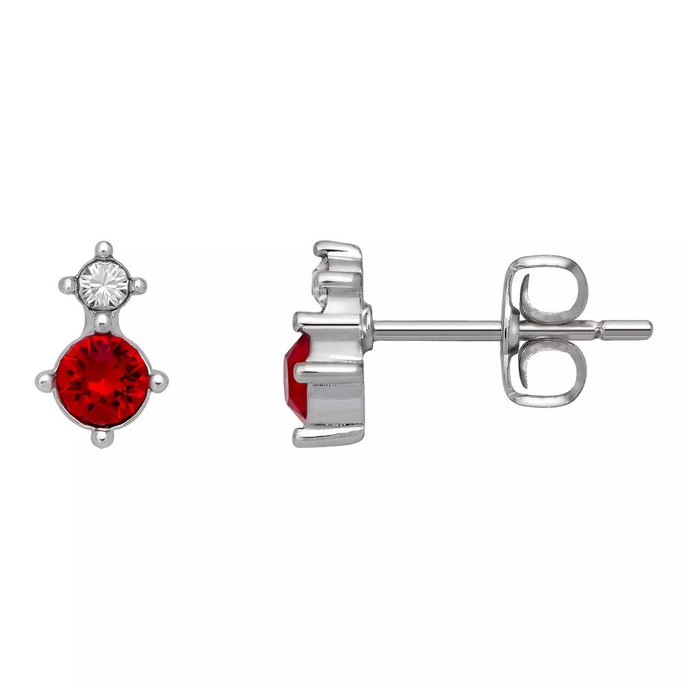 Brilliance Fine Silver-Plated Birthstone Crystal Stud Earrings, Women's, Silver Tone May Product Image