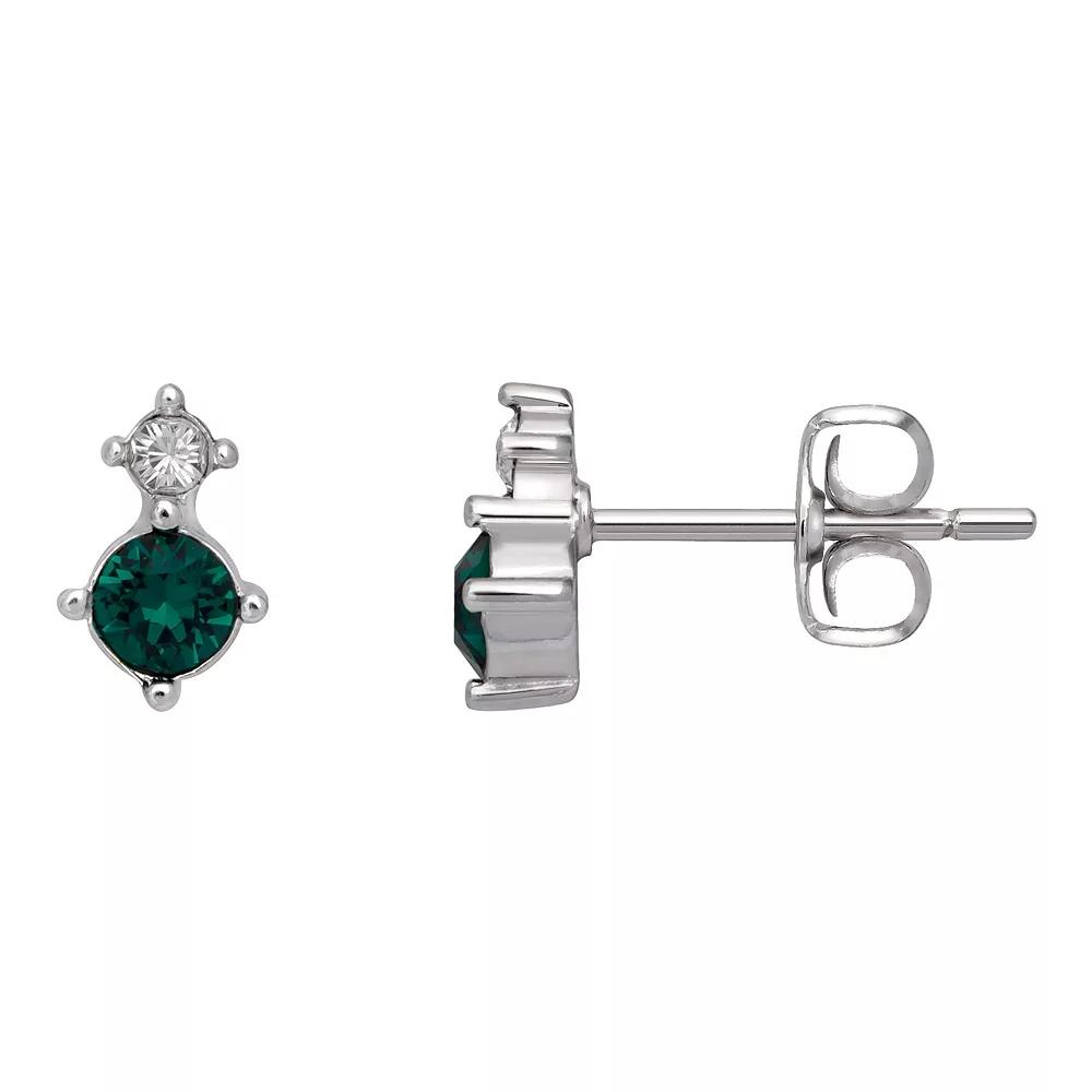 Brilliance Fine Silver-Plated Birthstone Crystal Stud Earrings, Women's, Silver Tone May Product Image