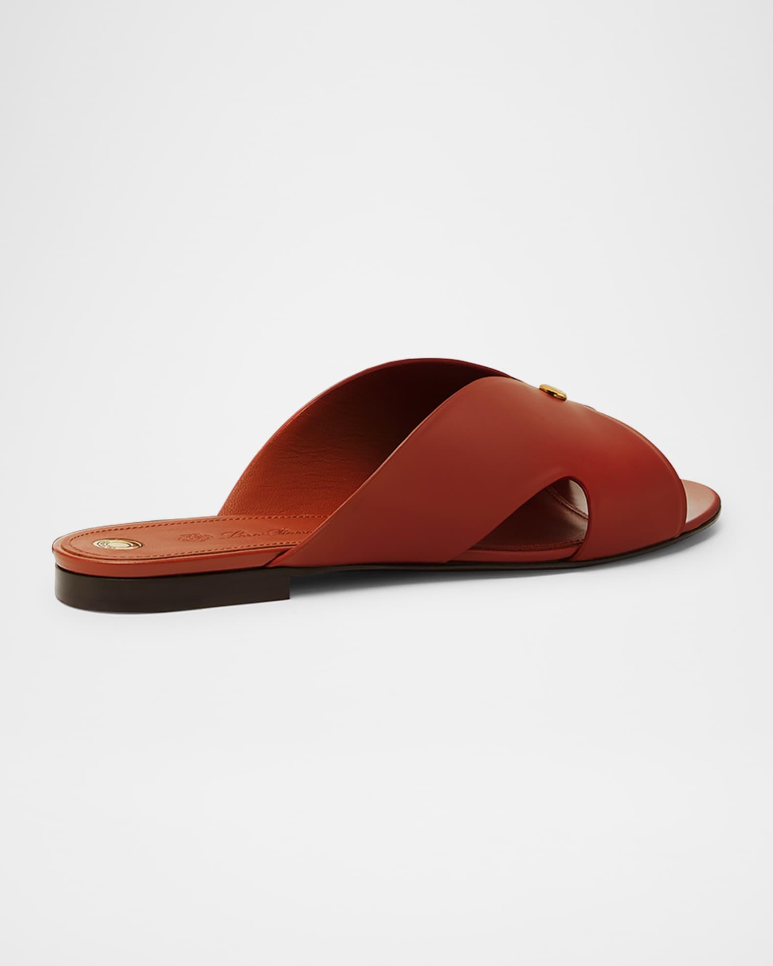 Vera Leather Flat Slide Sandals Product Image