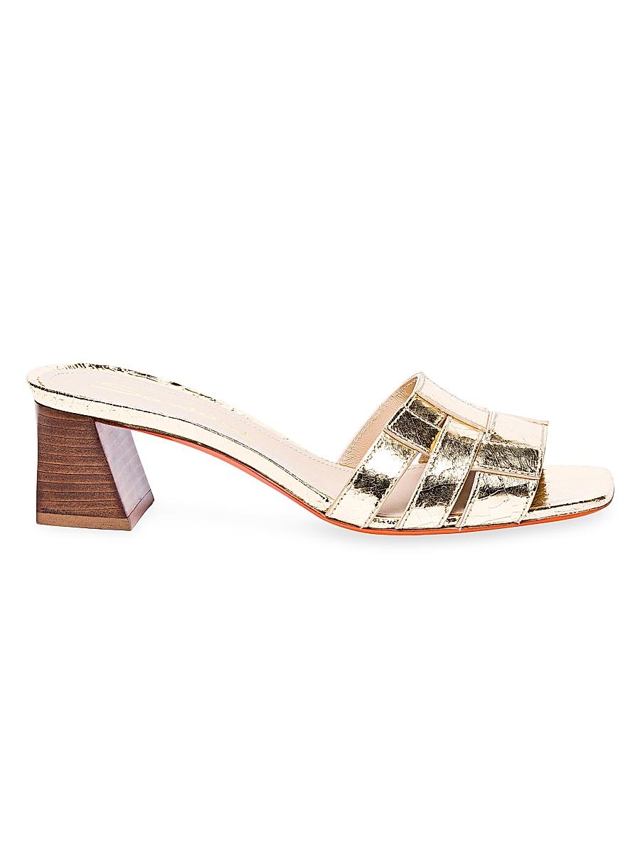 Venere Metallic Block-Heel Mule Sandals Product Image