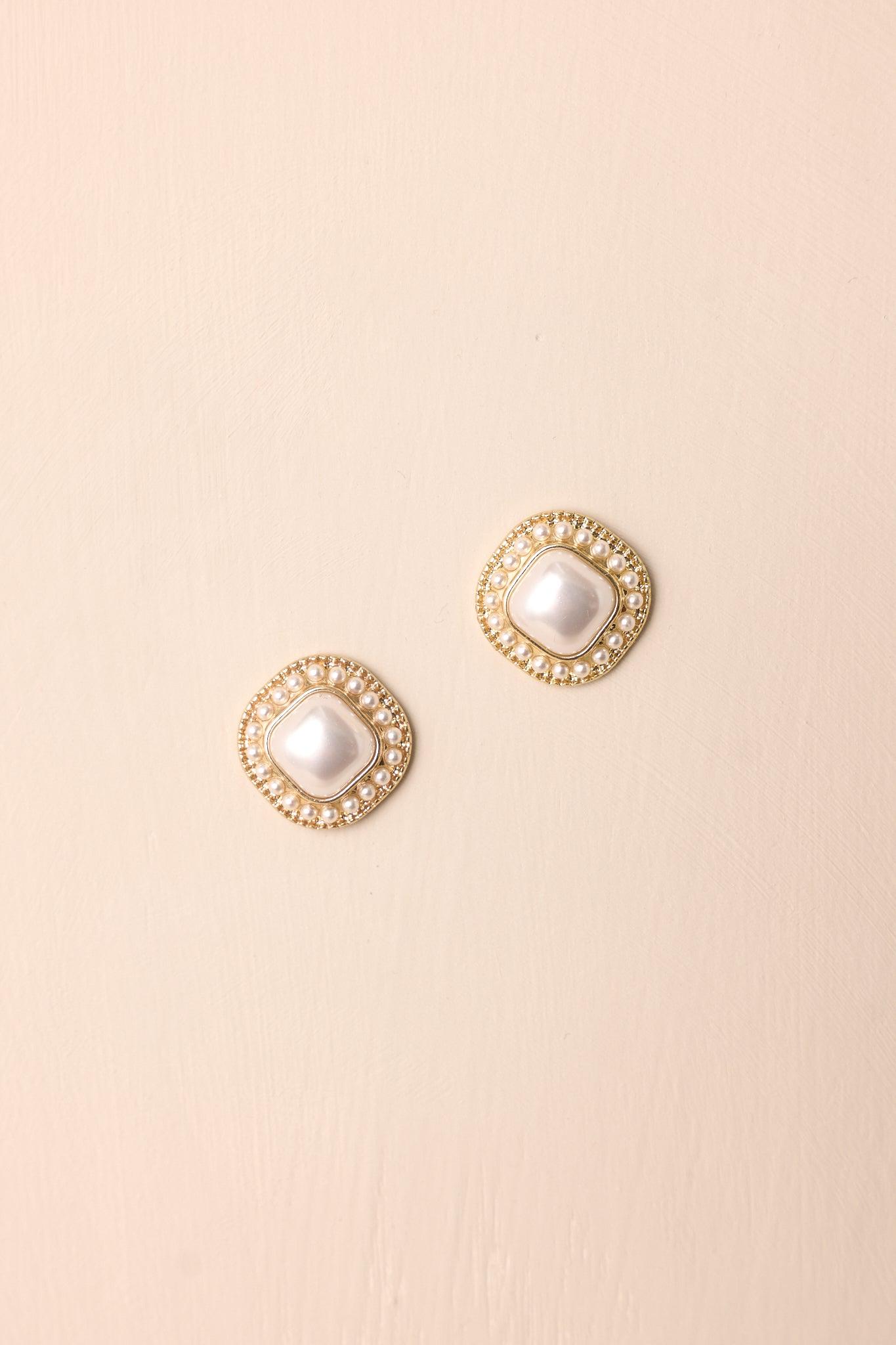 A Day At The Vineyard Gold & Ivory Faux Pearl Earrings Product Image