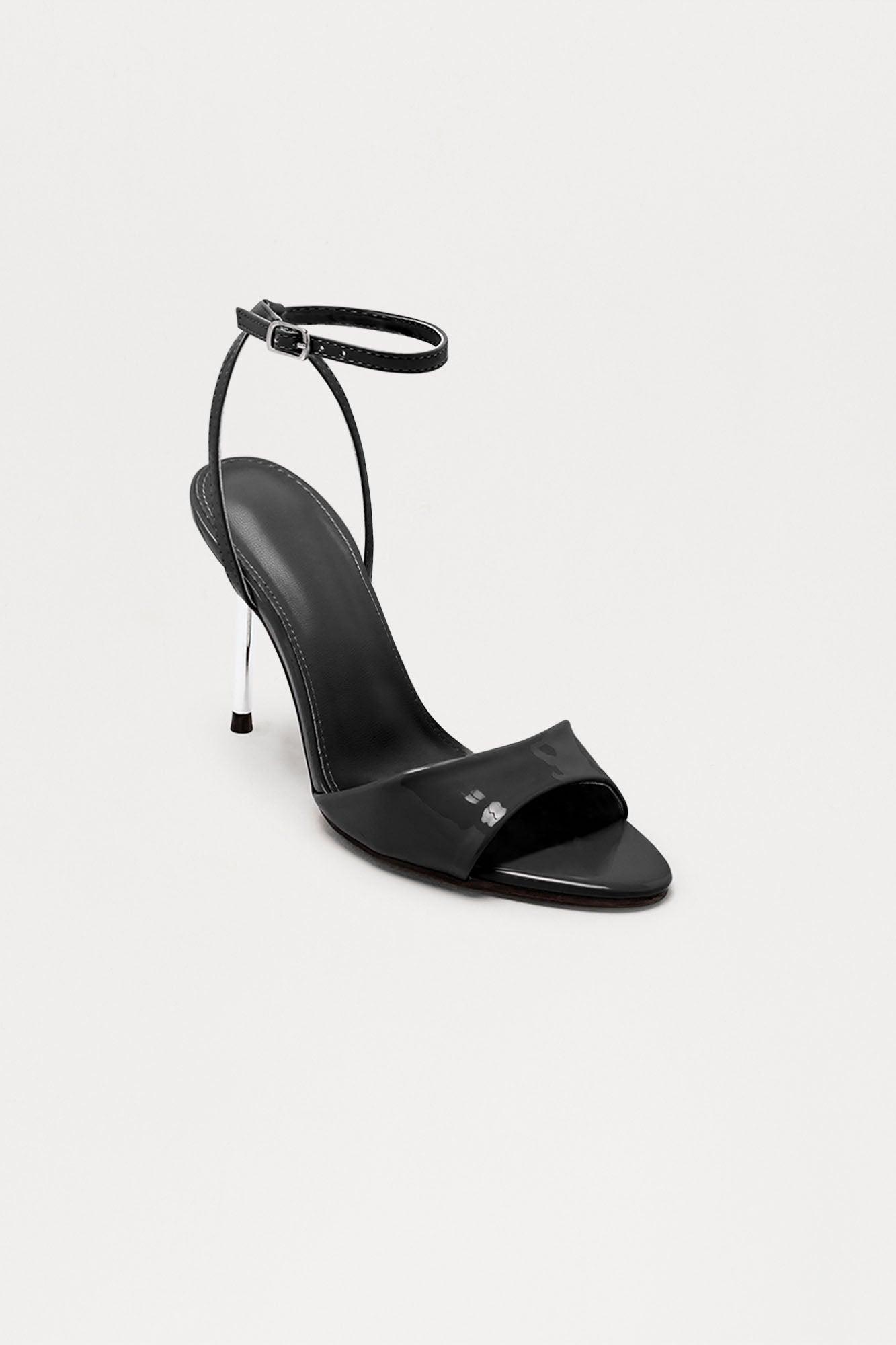 Annabeth Faux Patent Pointed Toe Heels - Black Female Product Image