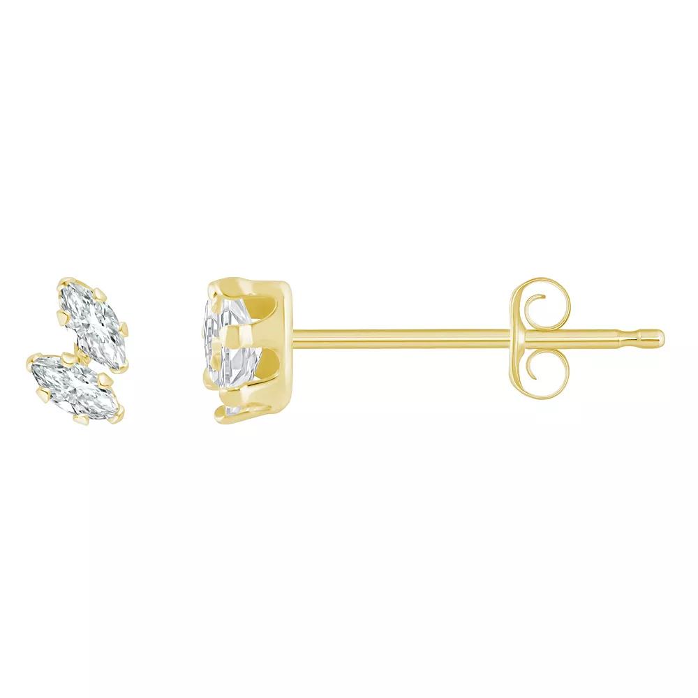 Celebration Gems 10k Gold Marquise Cubic Zirconia Stud Earrings, Women's Product Image