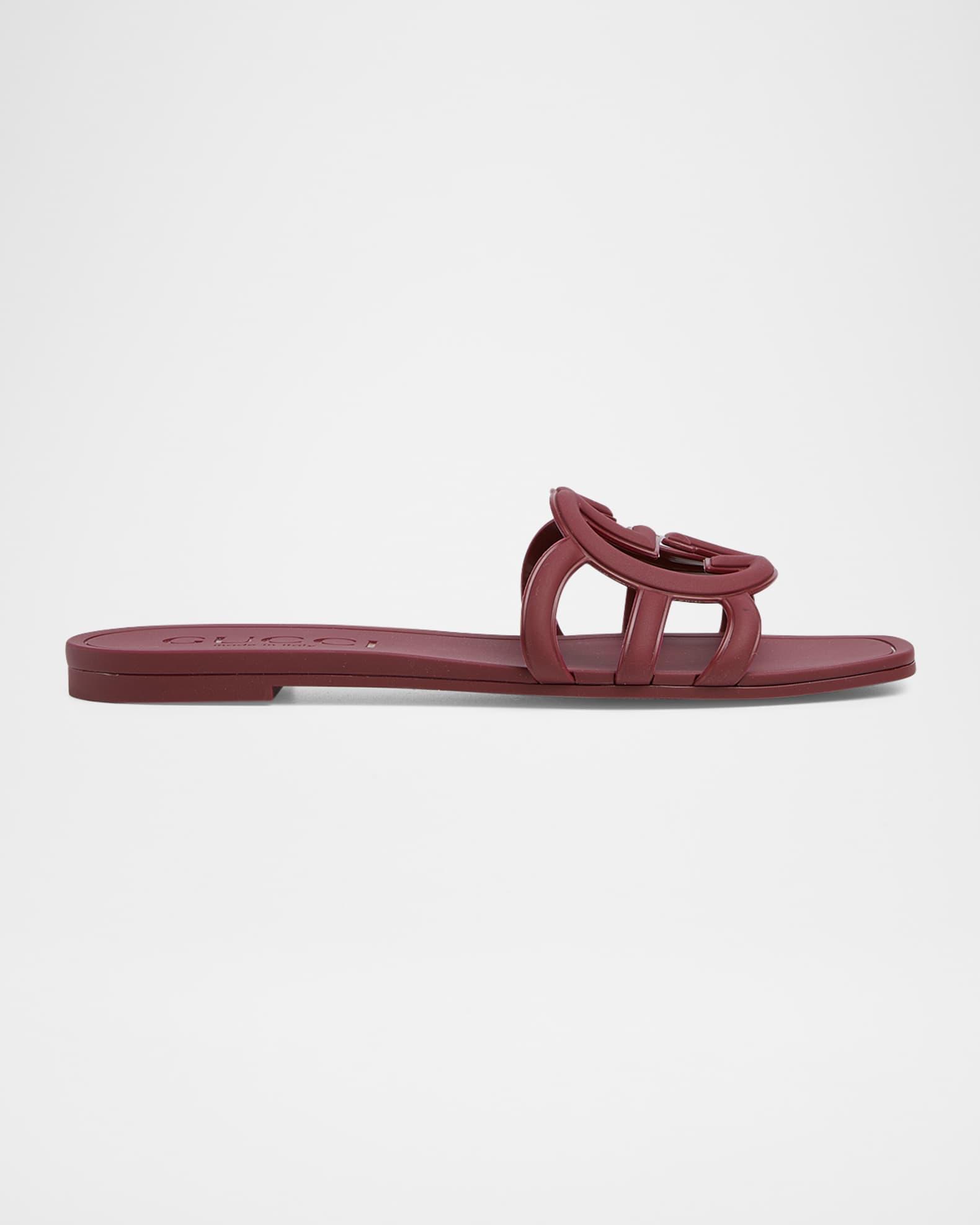 Womens Double-T Monogram Padded Leather Slide Sandals Product Image