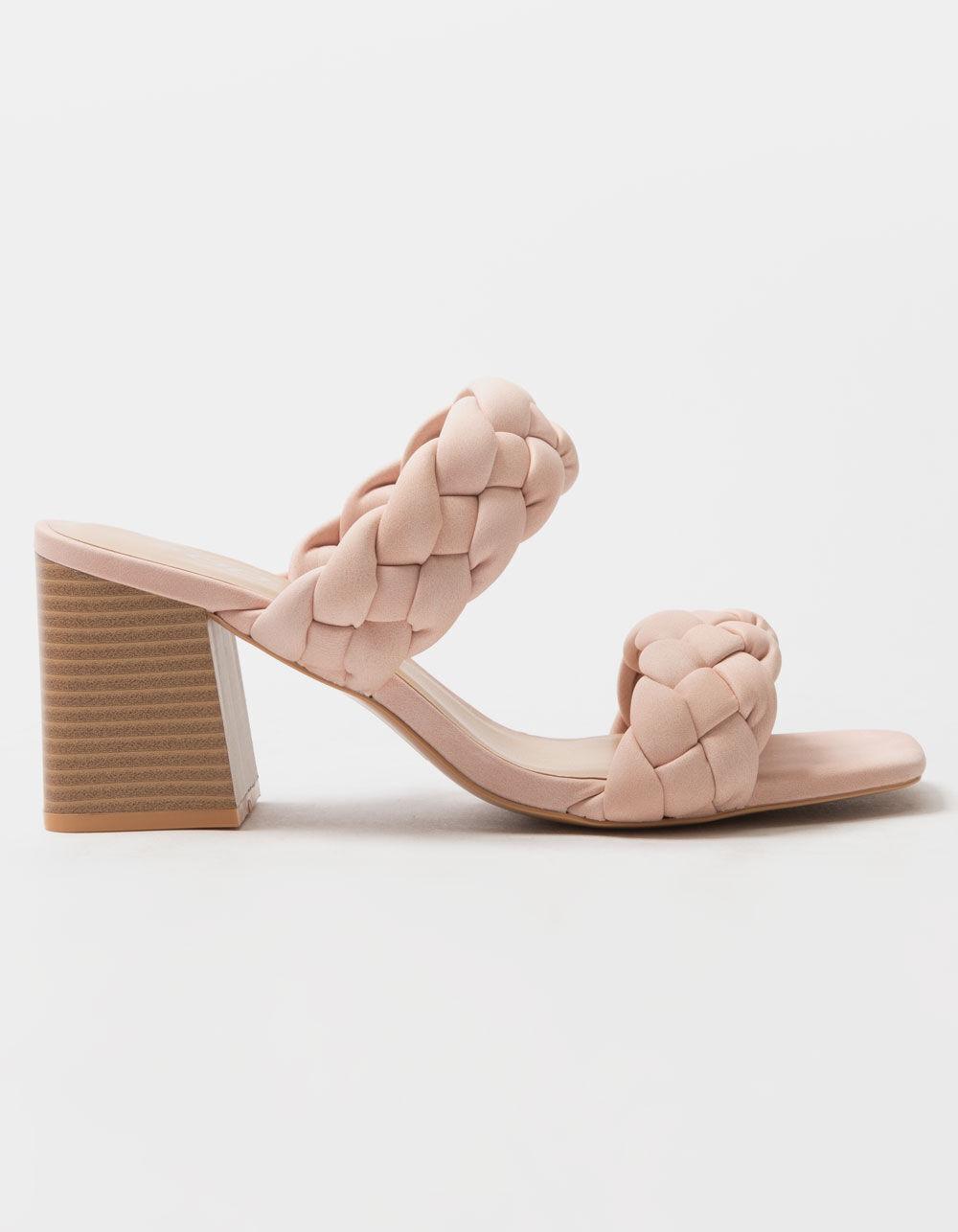 SODA Braided Womens Block Heels - BLUSH Product Image