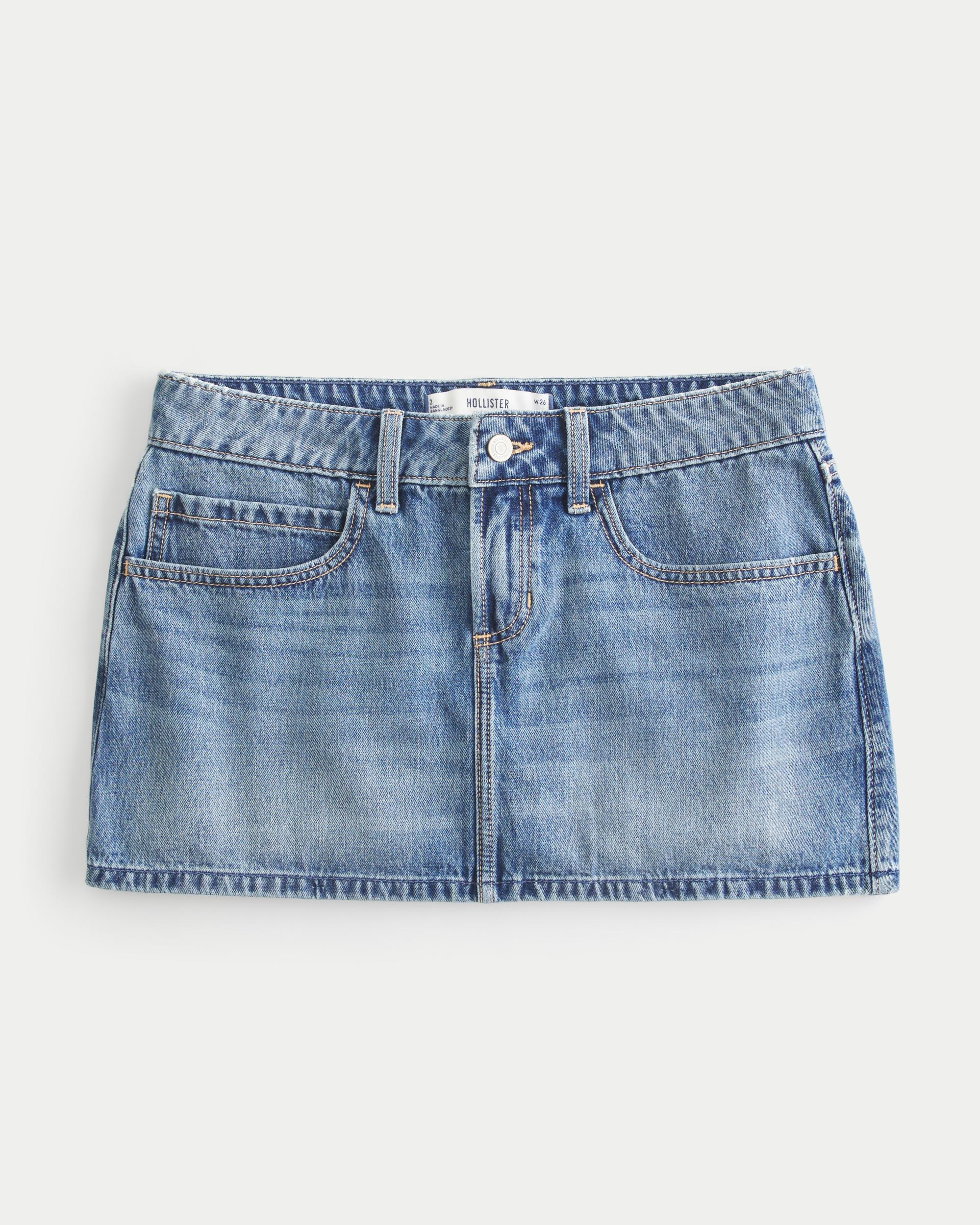Low-Rise Pink Denim Mini Skort Product Image