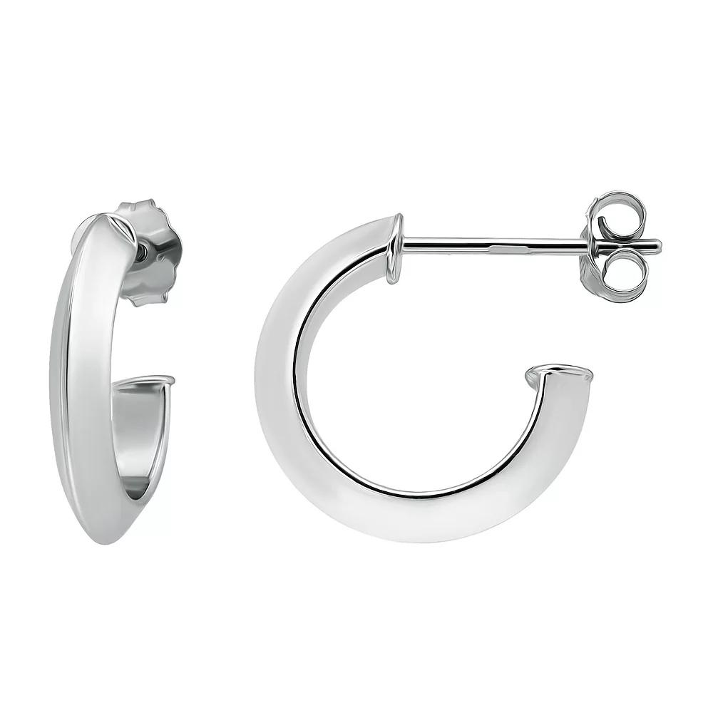 Aleure Precioso 18k Gold over Sterling Silver Polished Knife Edge Hoop Earrings, Women's, Size: 15 mm, Silver Tone Product Image