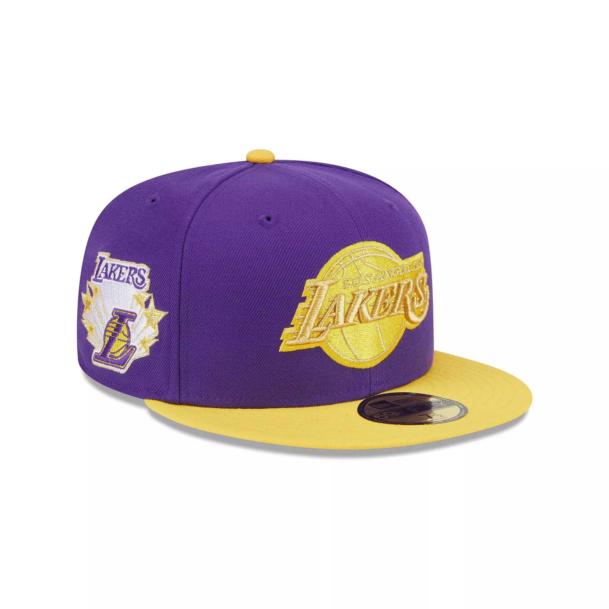 Men's New Era Purple/Gold Los Angeles Lakers Gameday Gold Pop Stars 59FIFTY Fitted Hat,  Product Image