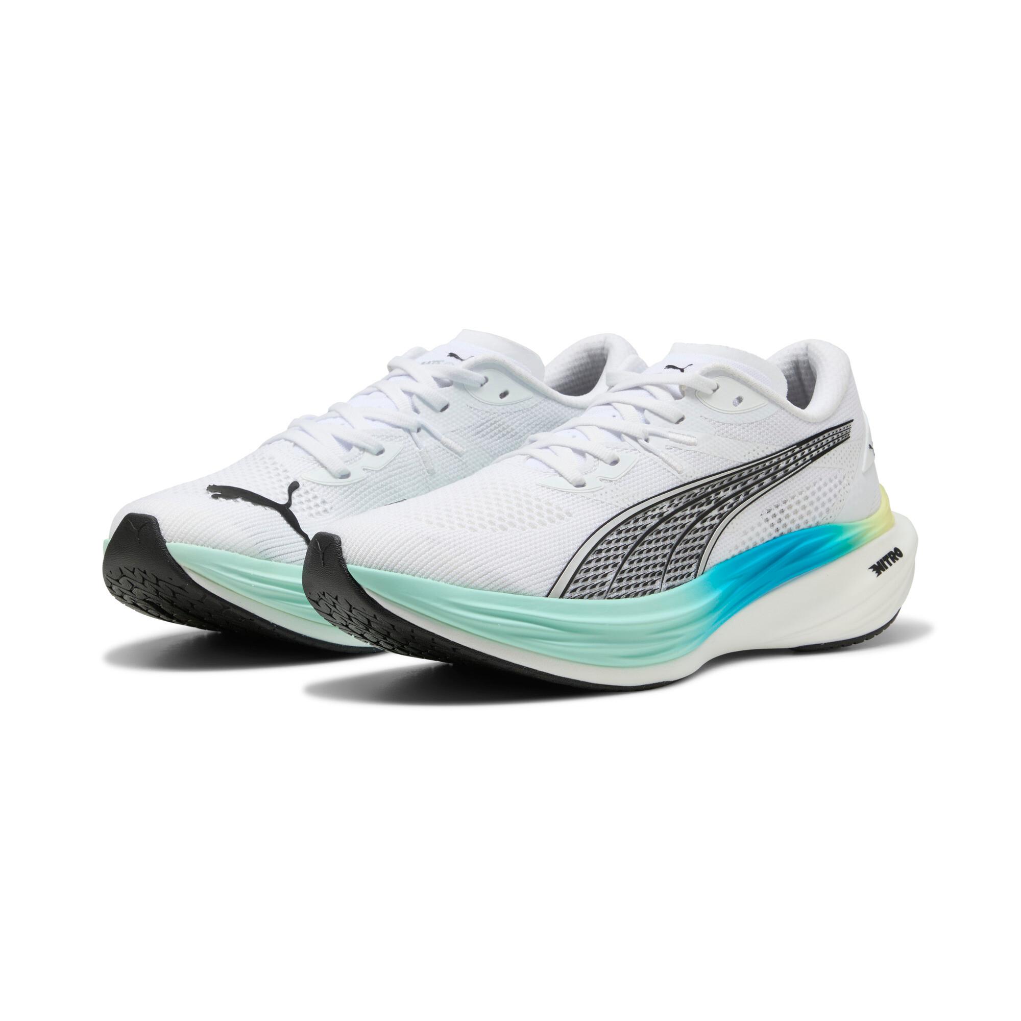 PUMA Deviate NITROâ¢ 3 Men's Road Running Shoes in White/Mint Melt Product Image