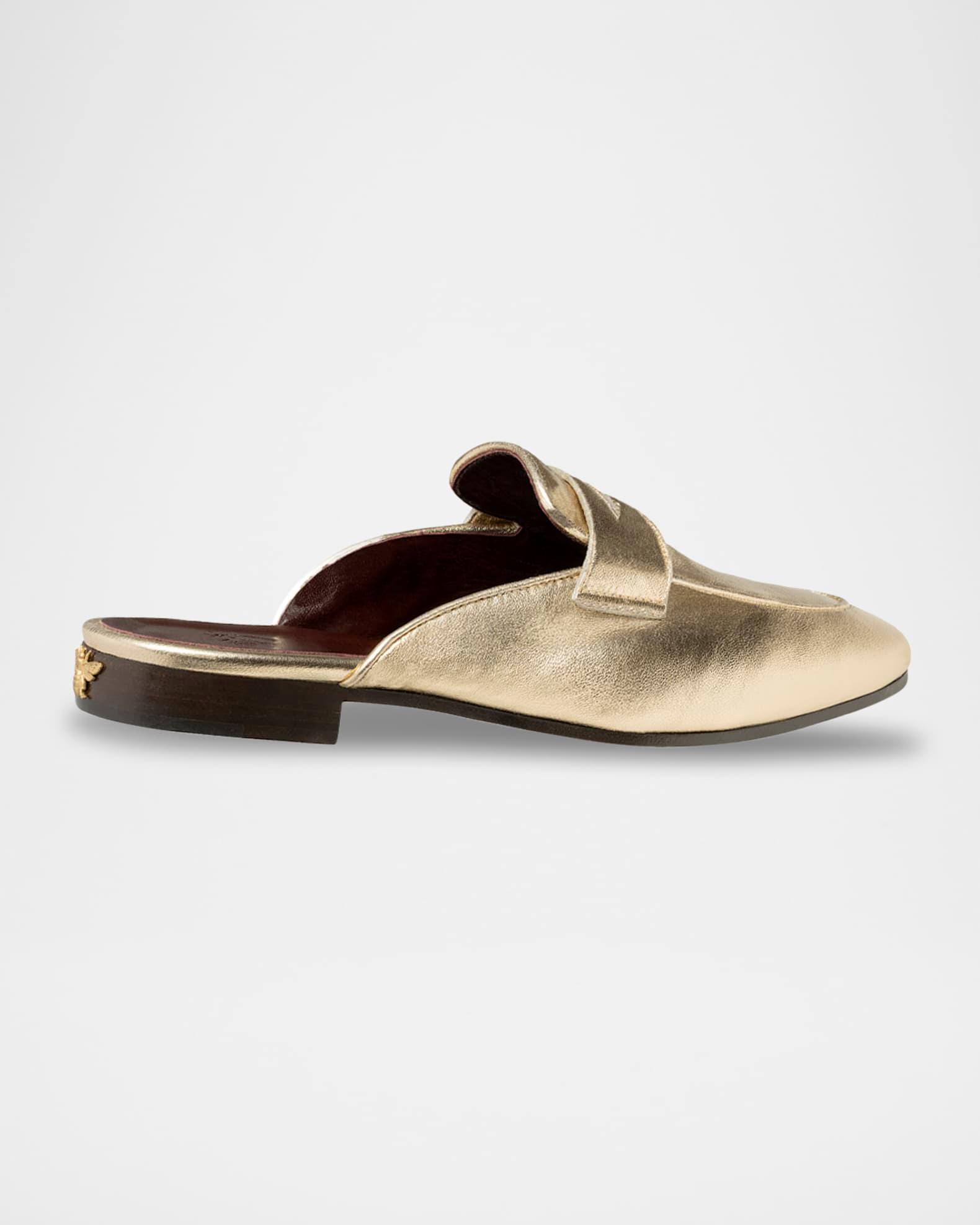 Metallic Leather Penny Loafer Mules Product Image
