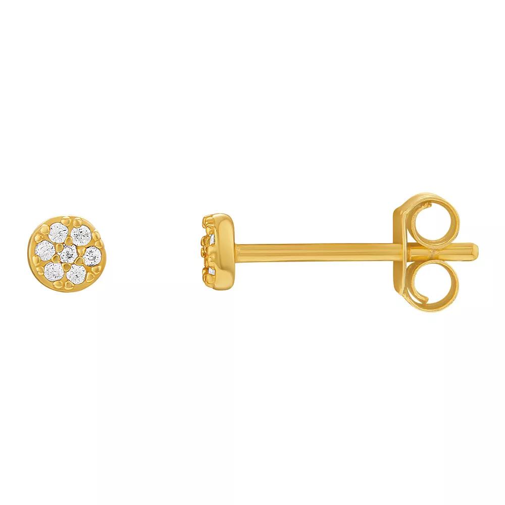 PRIMROSE Sterling Silver Cubic Zirconia Round Pave Stud Earrings, Women's, Gold Tone Sterling Product Image