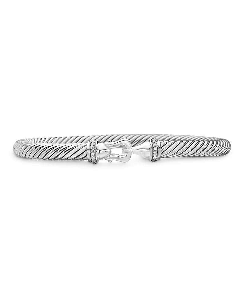 Womens Buckle Classic Cable Bracelet in Sterling Silver Product Image