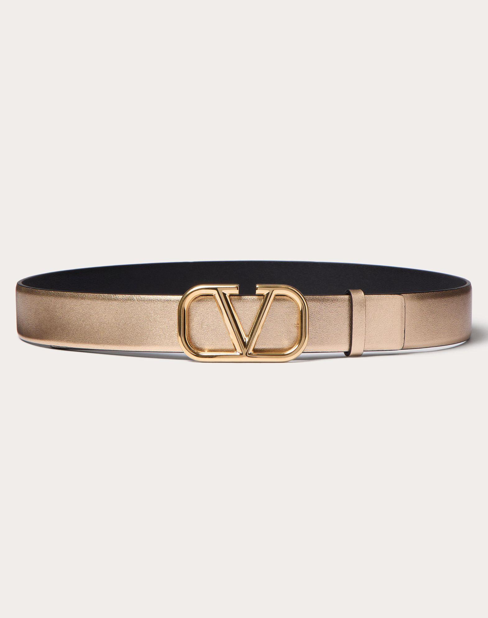 Vlogo Signature Reversible Belt In Metallic And Shiny Calfskin 30 Mm Product Image