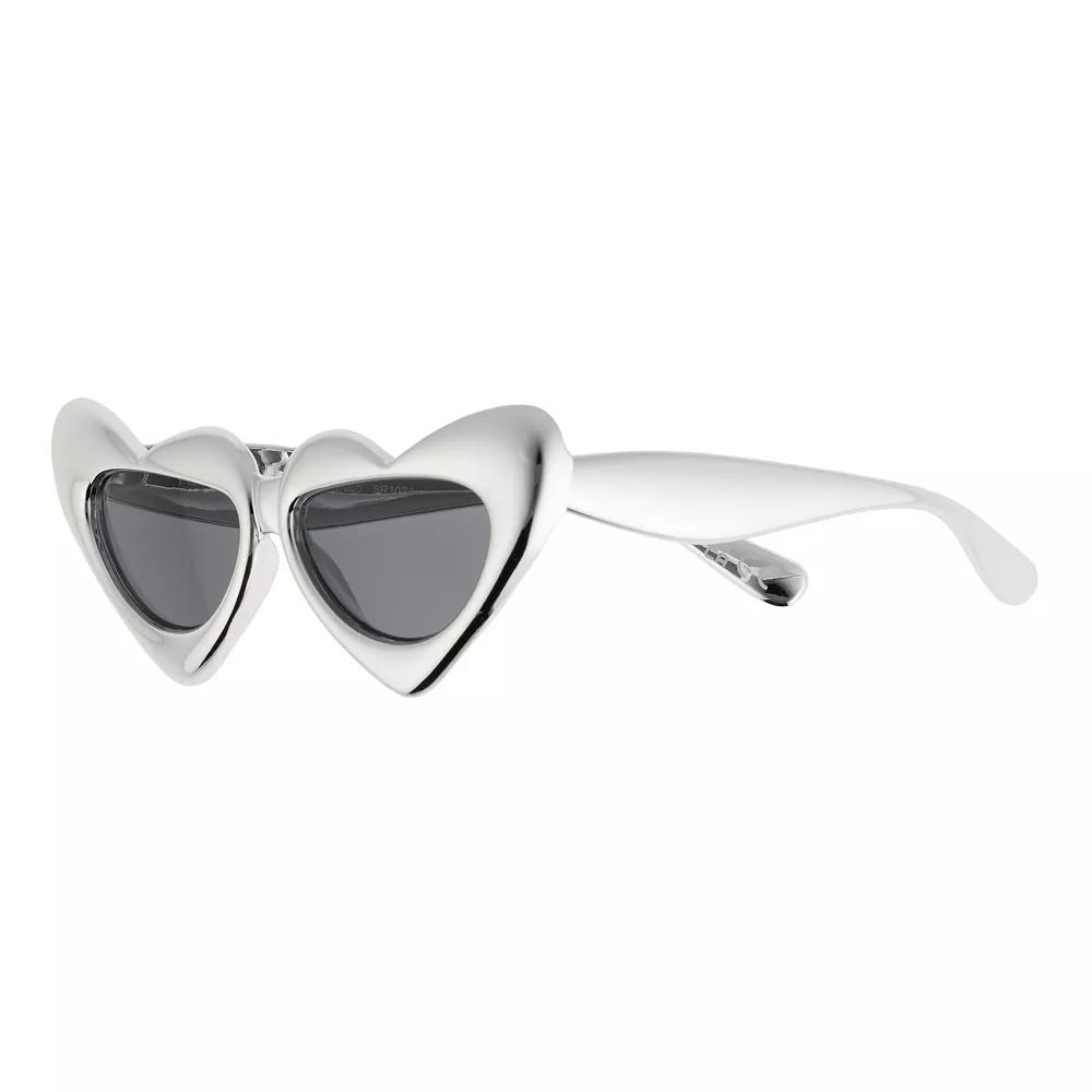 Women's Cali Blue Plastic Heart Sunglasses, Silver Product Image