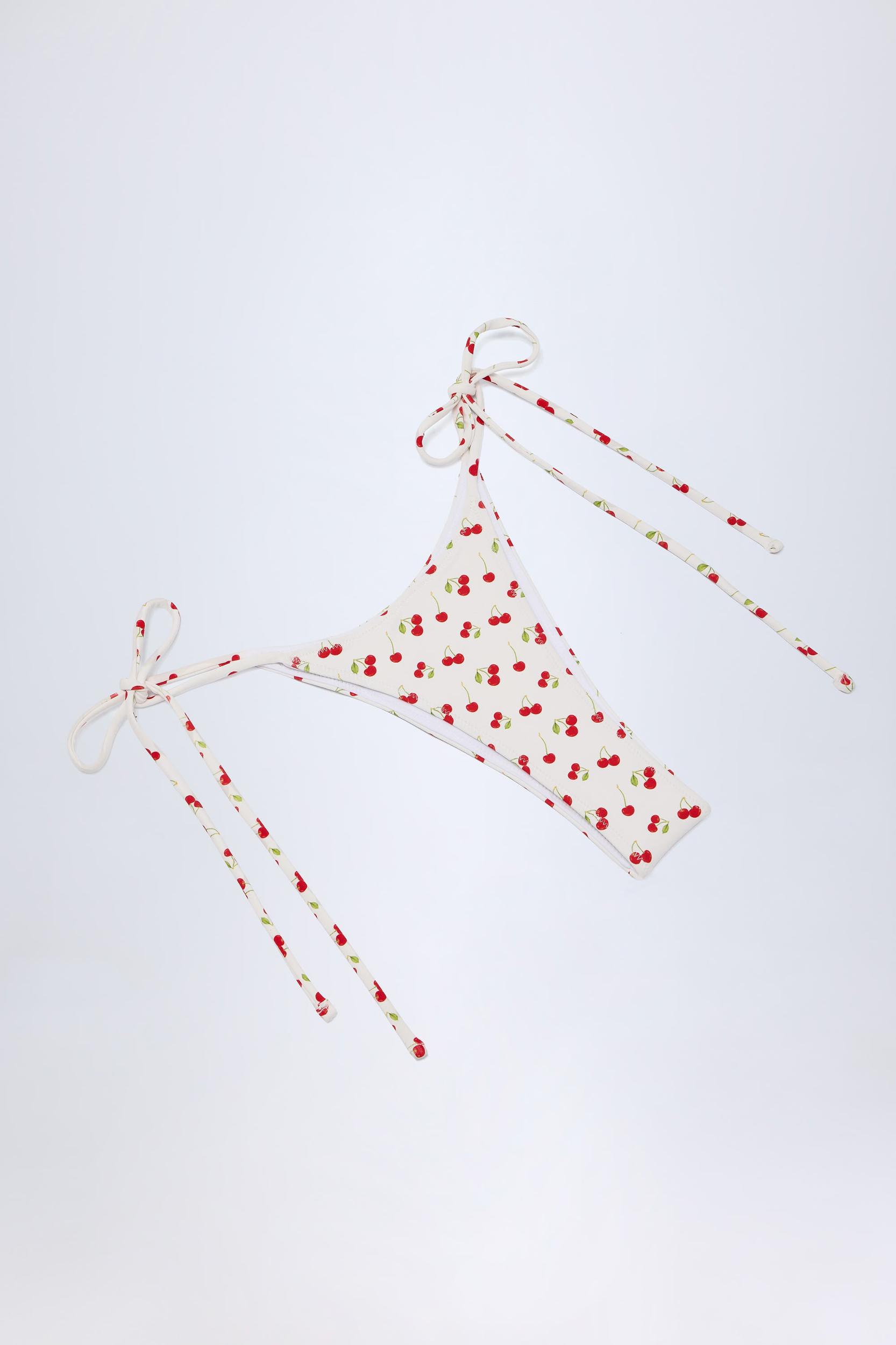 Side-Tie Cheeky Bikini Bottoms in Cherry Print Product Image
