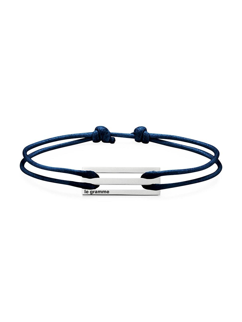 Mens Unisex 2.5g Polished & Brushed Sterling Silver Navy Cord Bracelet Product Image