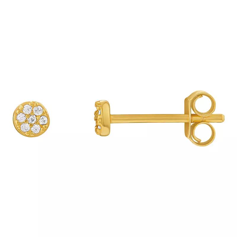 PRIMROSE Sterling Silver Cubic Zirconia Round Pave Stud Earrings, Women's, Gold Tone Sterling Product Image