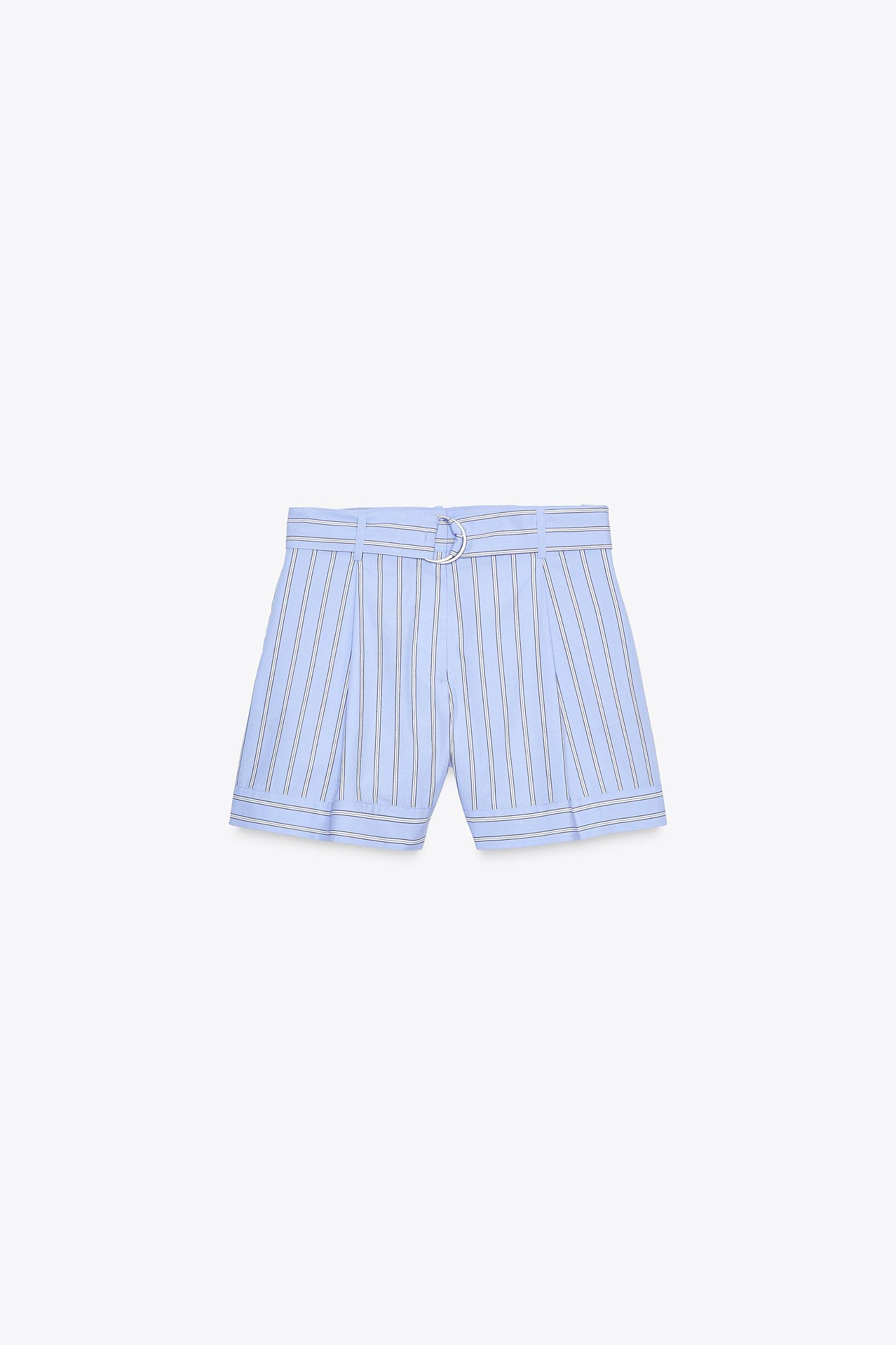 STRIPED BELTED SHORTS Product Image