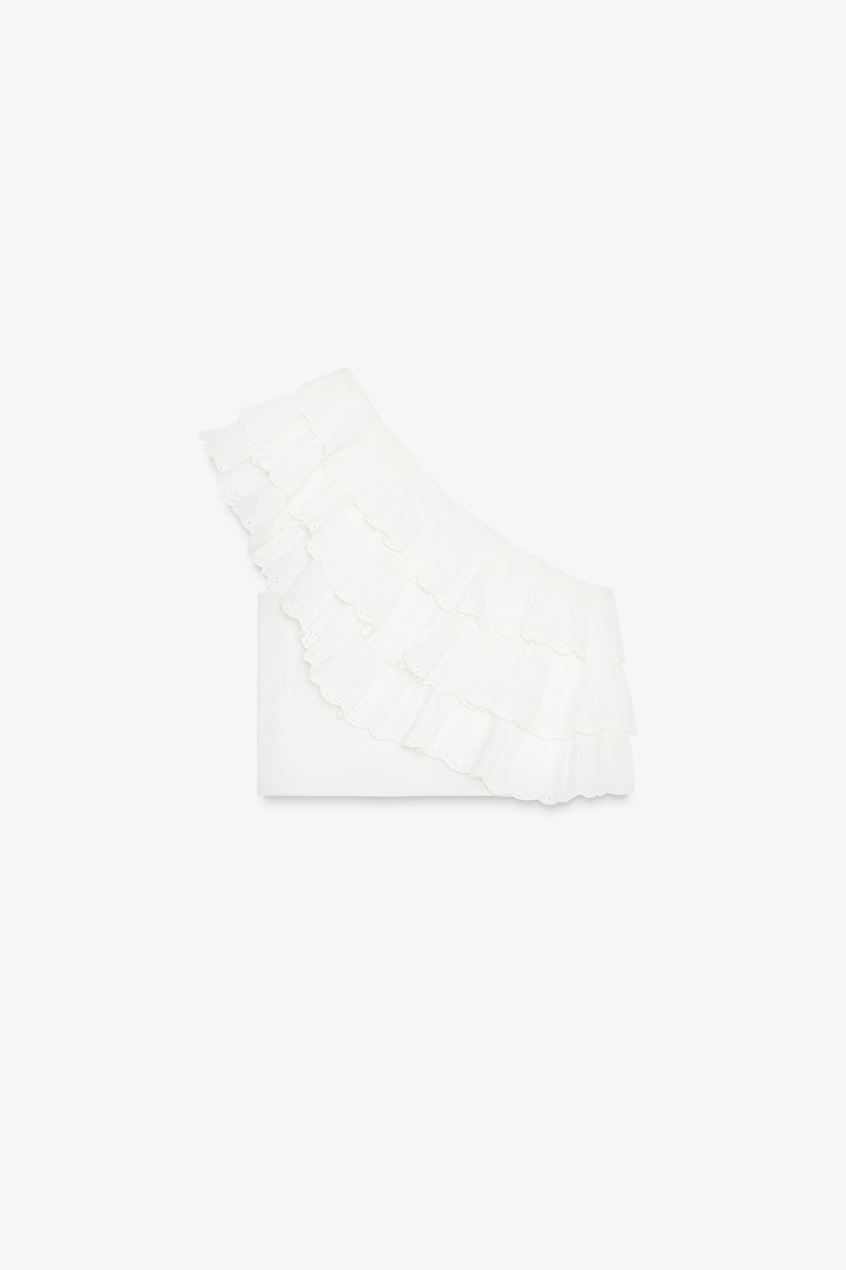 ASYMMETRIC RUFFLED GAUZE TOP Product Image