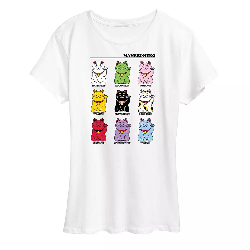 Women's Lucky Cat Grid Graphic Tee,  Product Image