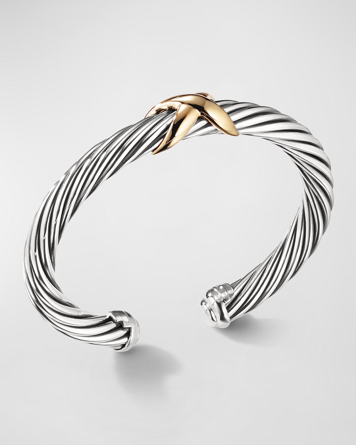 Cable Station Bracelet in Silver with 18K Gold, 4mm Product Image