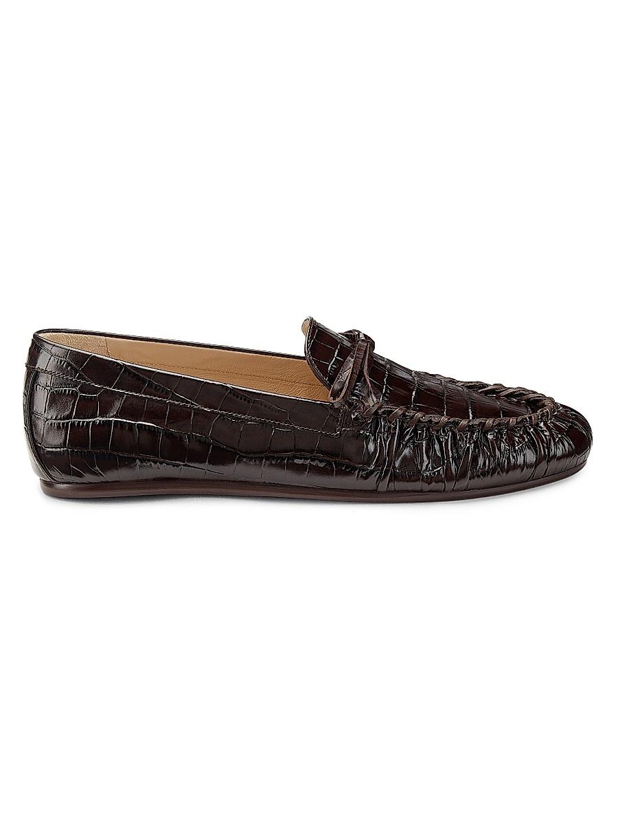 Womens Britt Croc-Embossed Leather Loafers Product Image