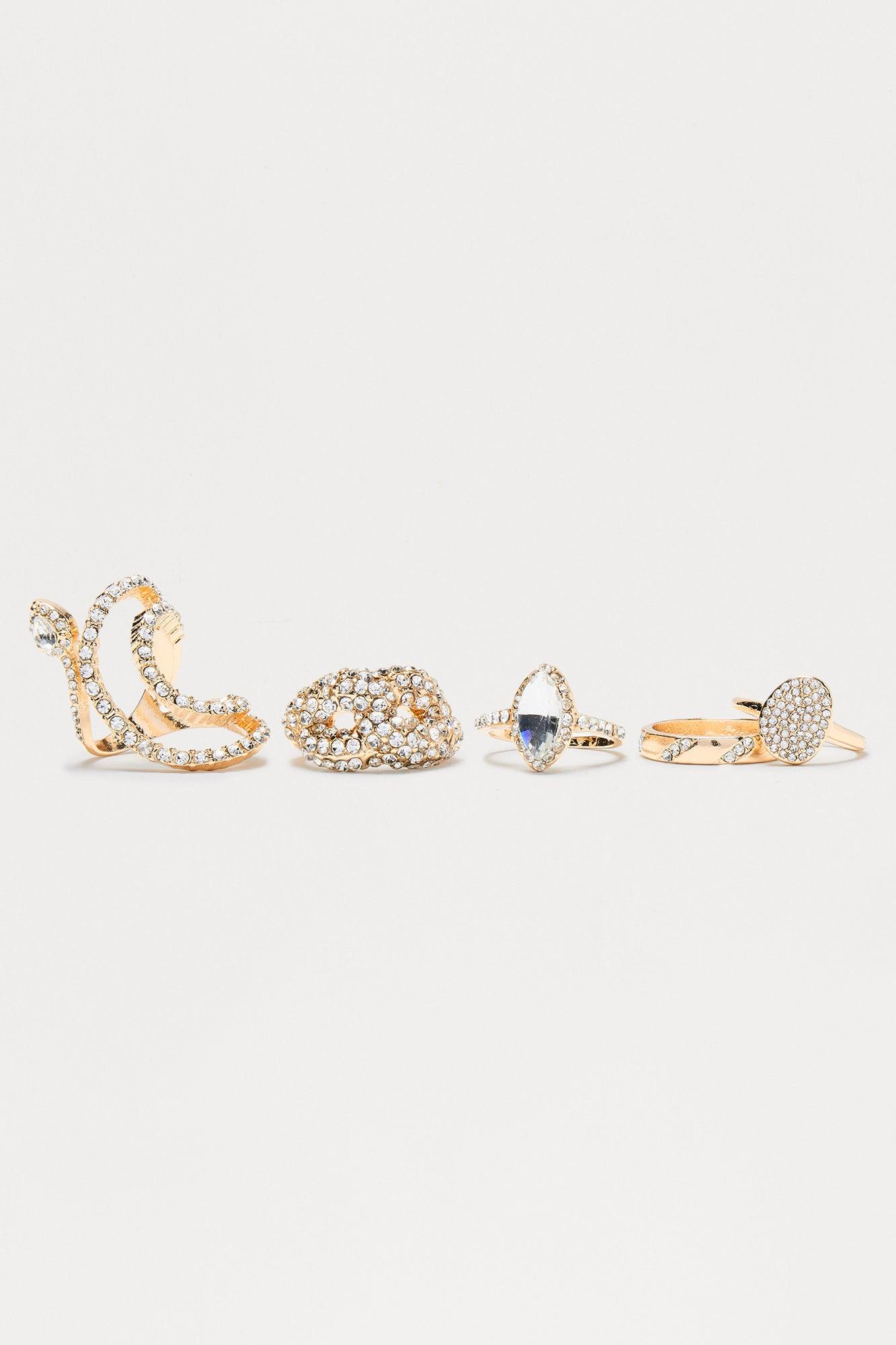 Electra Rhinestone 5 Piece Ring Set - Gold Female Product Image