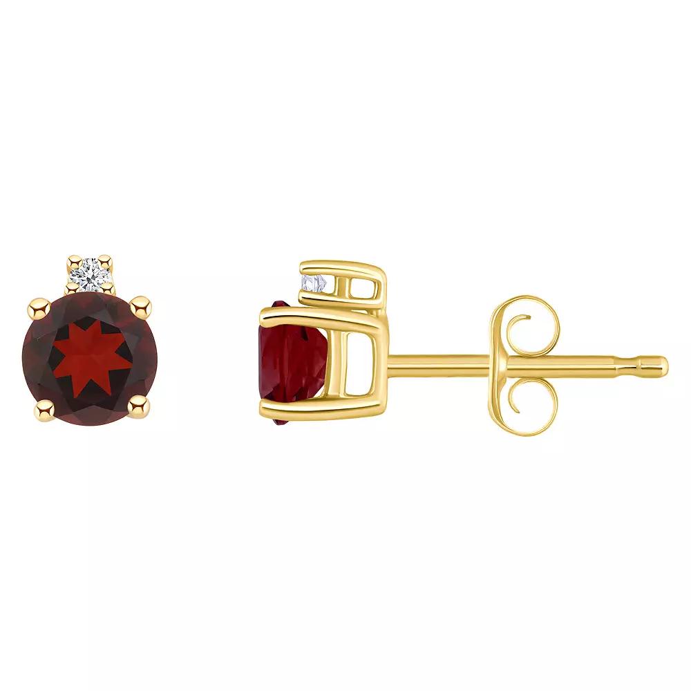 Celebration Gems 14k White Gold 4 mm Round Birthstone & 1/10 Carat T.W. Diamond Stud Earrings, Women's, Purple Feb Product Image