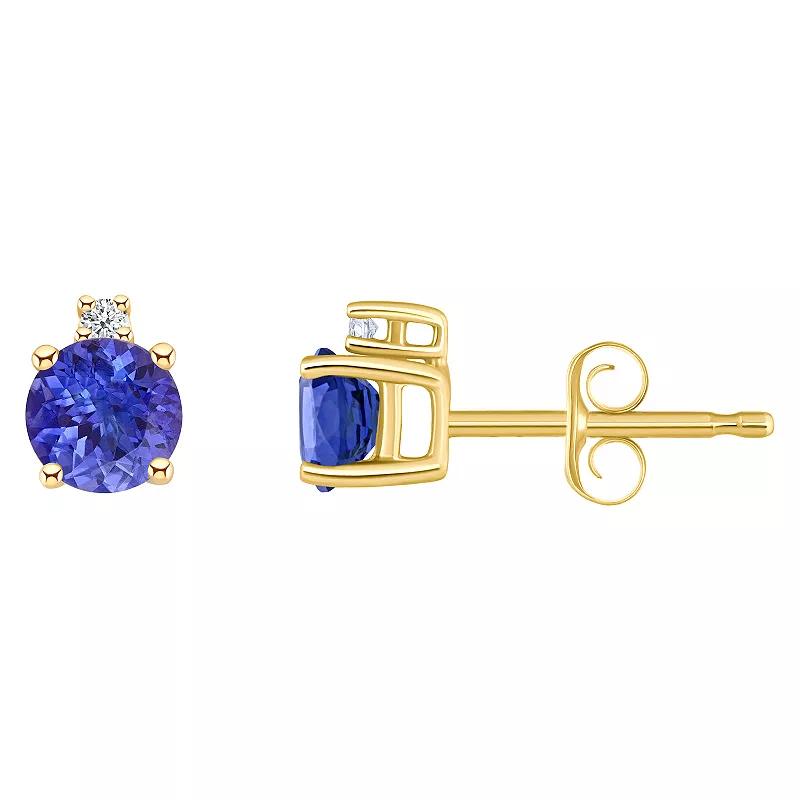 Celebration Gems 14k White Gold 4 mm Round Birthstone & 1/10 Carat T.W. Diamond Stud Earrings, Women's, Purple Feb Product Image