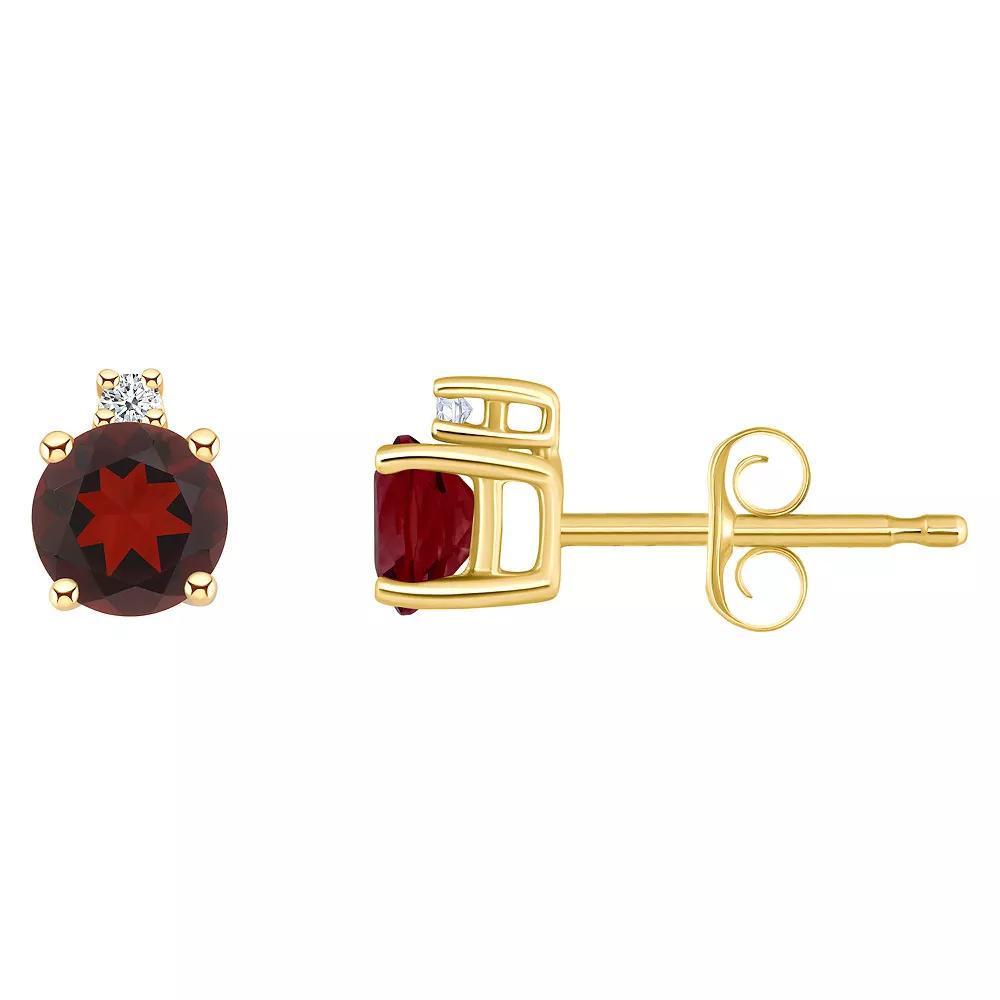 Celebration Gems 14k White Gold 4 mm Round Birthstone & 1/10 Carat T.W. Diamond Stud Earrings, Women's, Purple Feb Product Image