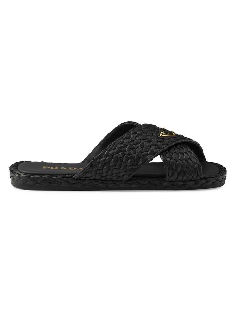 Womens Raffia Crisscross Slides Product Image