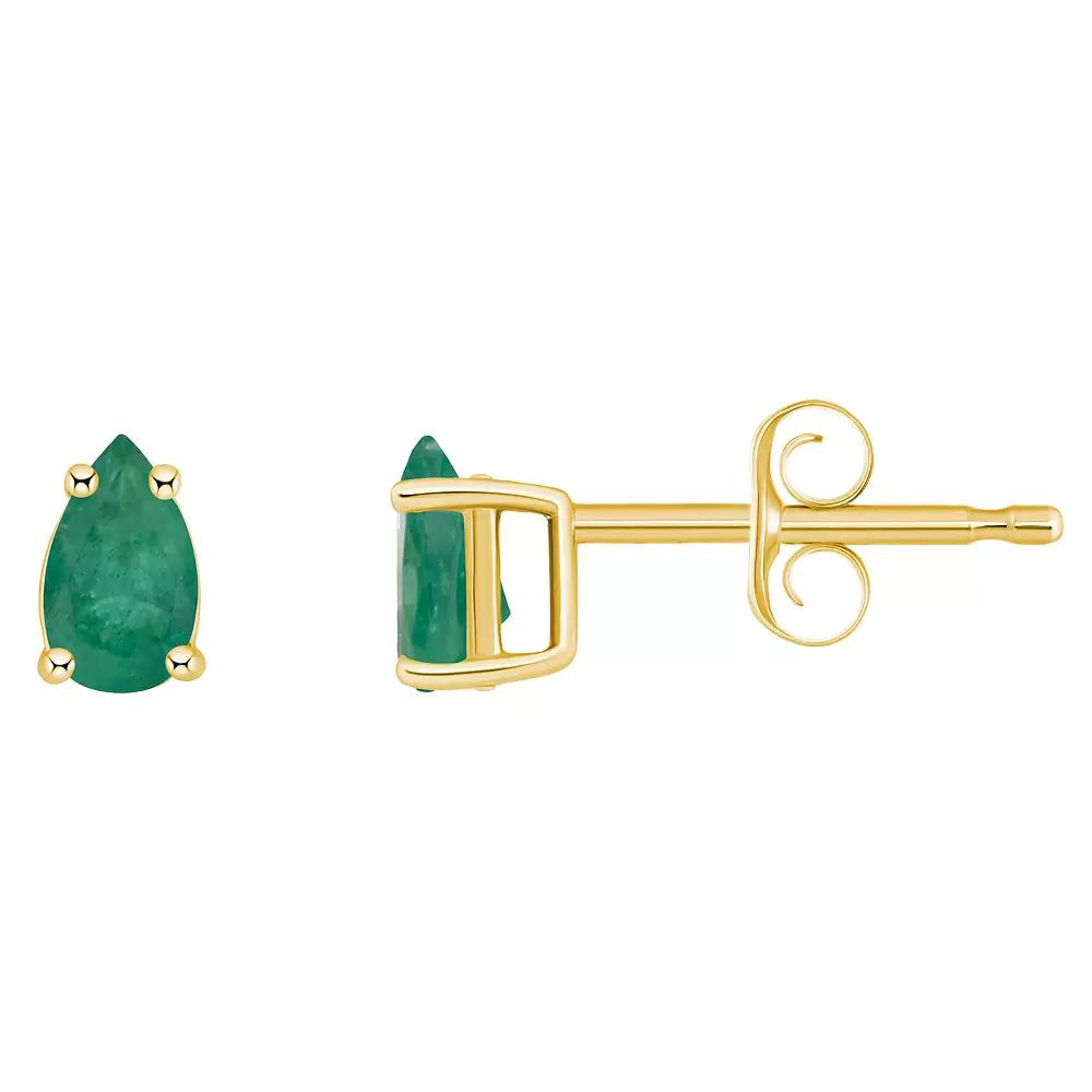 Celebration Gems 14k Gold Pear Shape Birthstone Stud Earrings, Women's, Green May Product Image