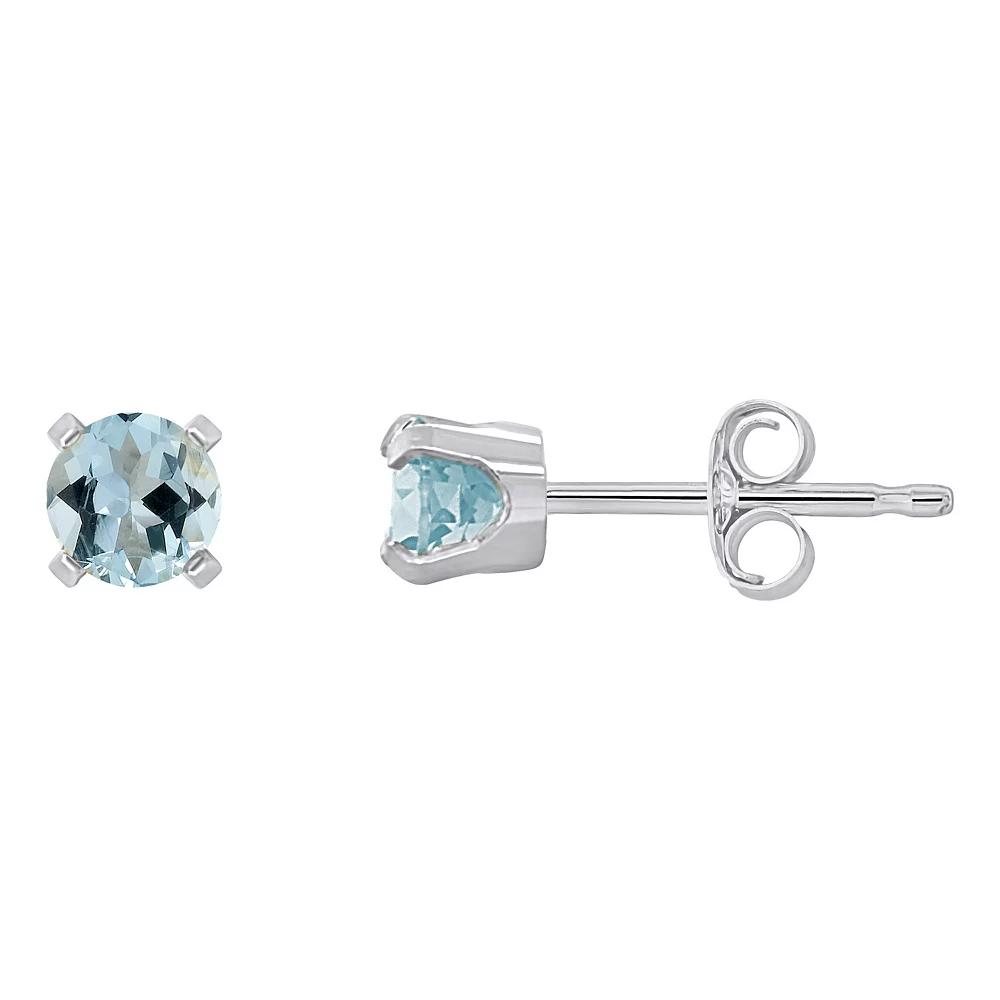 Celebration Gems 14k White Gold Round Gemstone Stud Earrings, Women's, Aquamarine Product Image