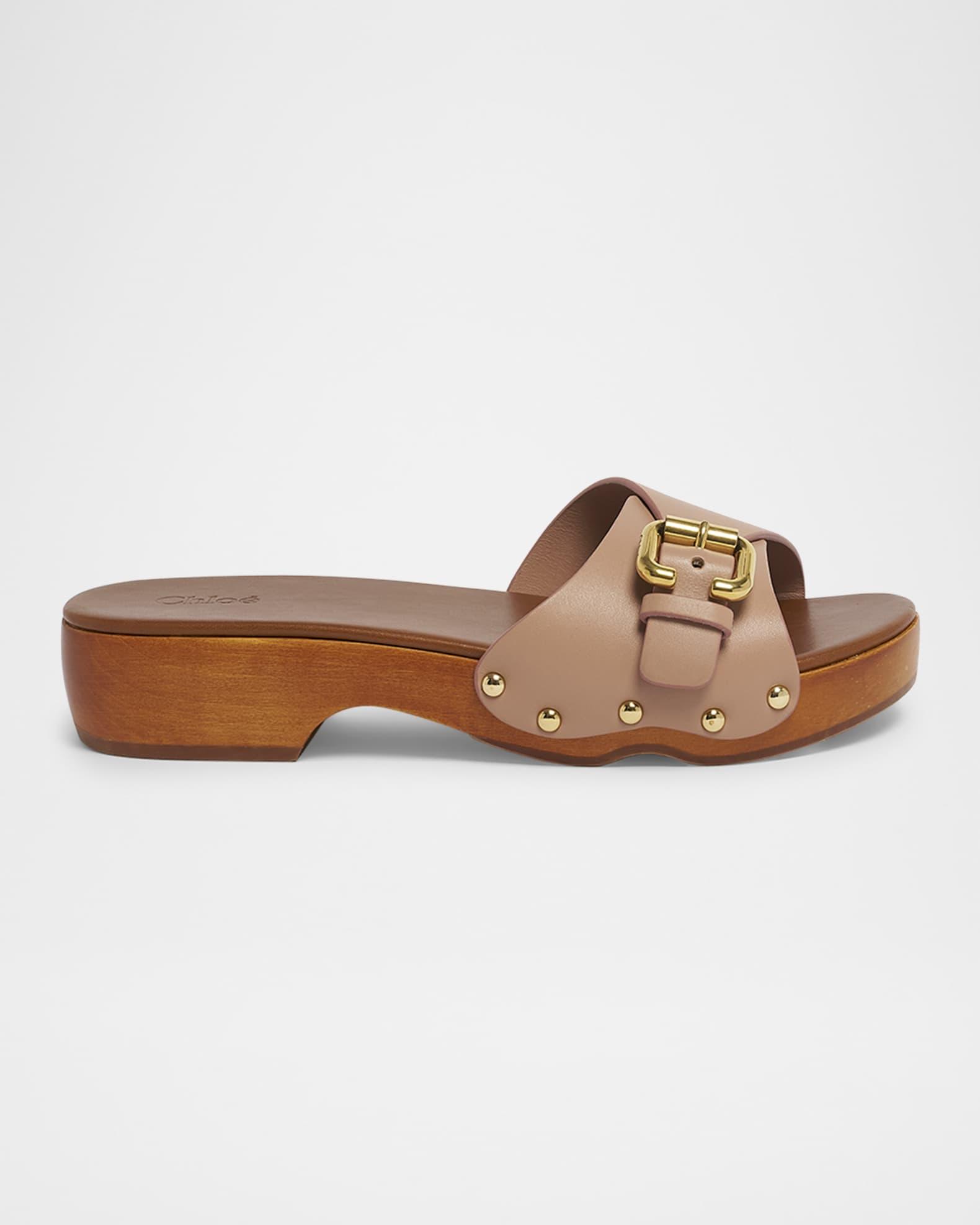 Jeannette Leather Buckle Clog Sandals Product Image