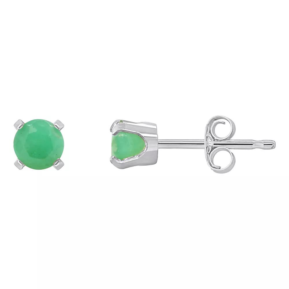 Celebration Gems 14k White Gold Round Gemstone Stud Earrings, Women's, Green Product Image