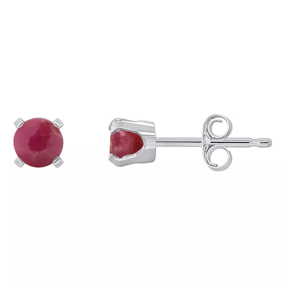 Celebration Gems 14k White Gold Round Gemstone Stud Earrings, Women's, Red Product Image