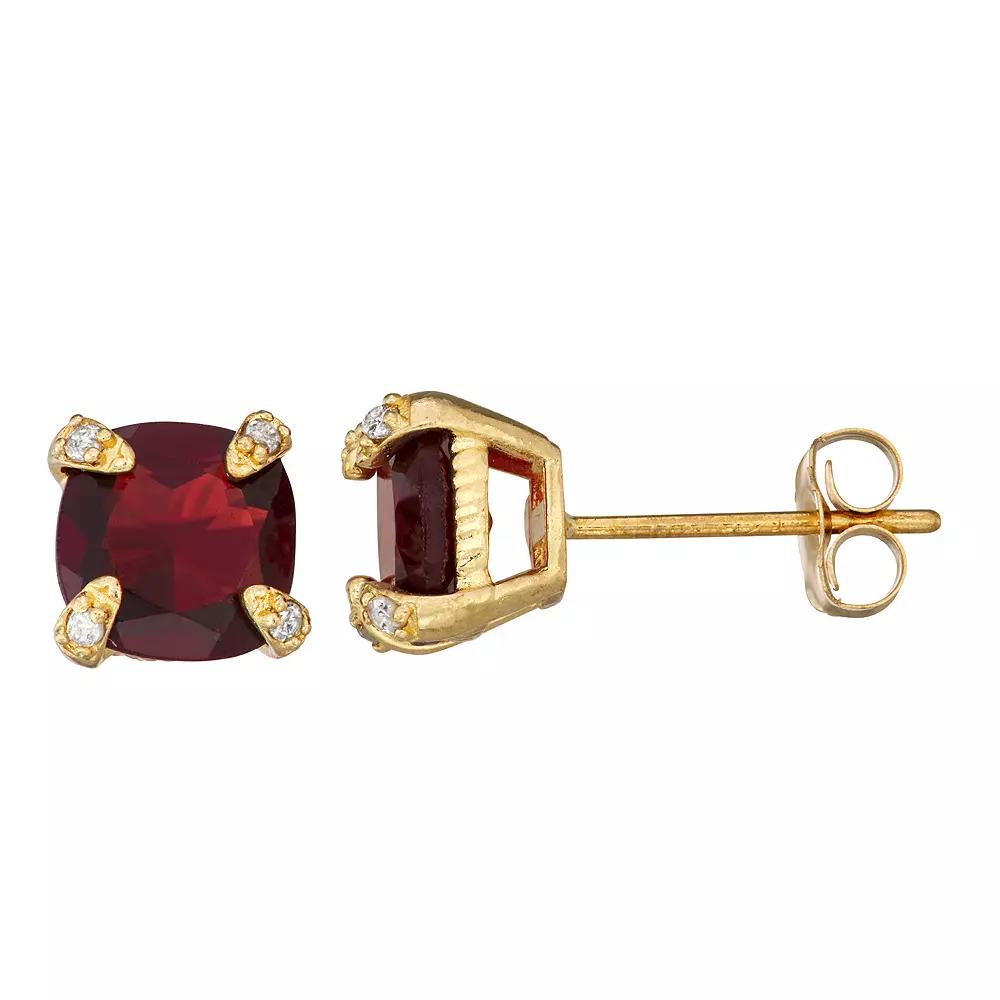 Designs by Gioelli 10k Gold Gemstone Diamond Accent Stud Earrings, Women's, Red Product Image